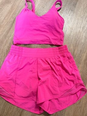 lululemon sonic  Pink Athletic Shorts and Crop Tank Set Sz 6